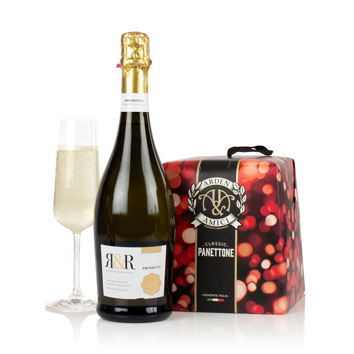 Bottle of Prosecco with Panettone