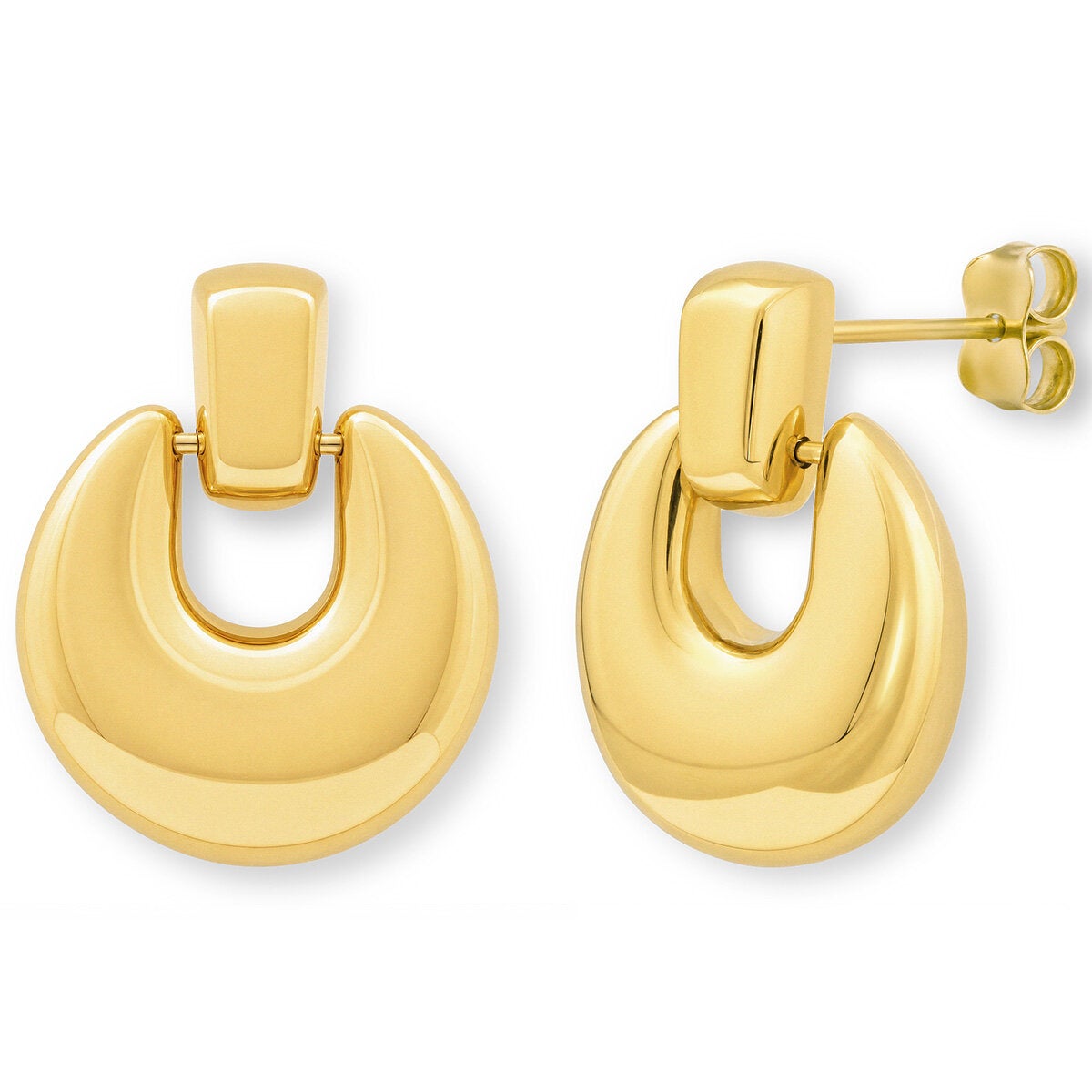 14ct Yellow Gold Plain Circle Drop Earrings 14ct Yellow Gold Plain Circle Drop Earrings