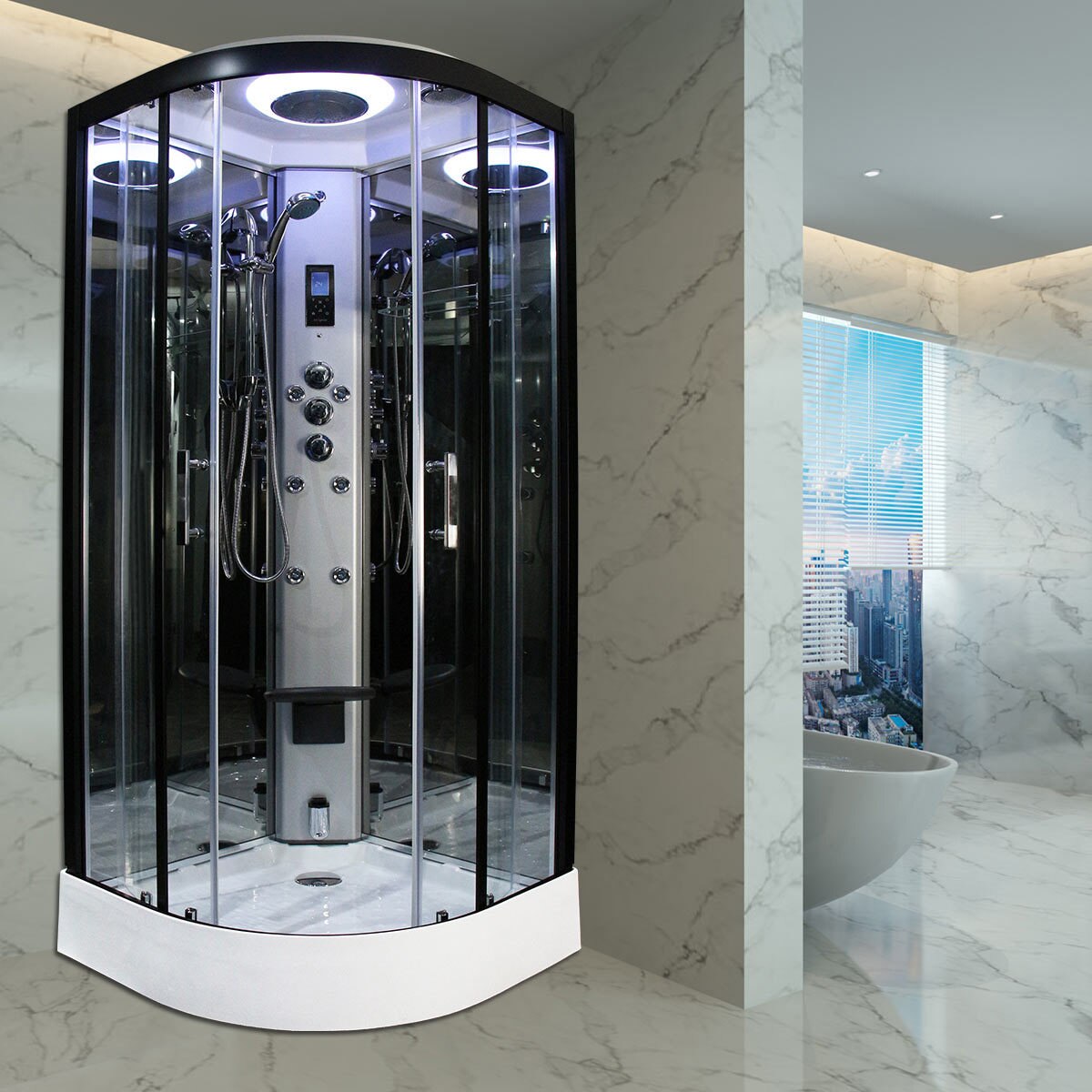 Insignia Premium 900mm Quadrant Steam Shower in 2 Colours Costco UK