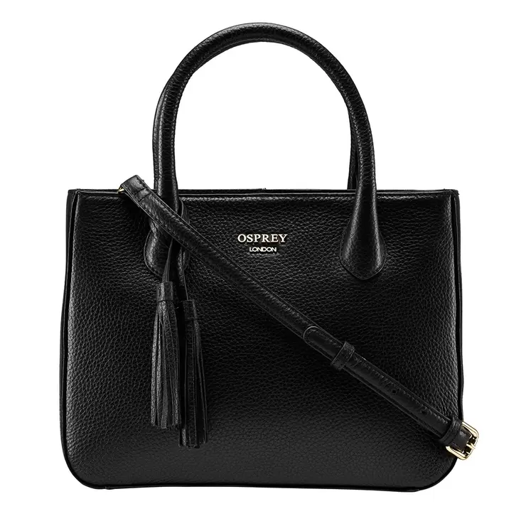 Osprey London Coast Leather Women's Grab Handbag, Black