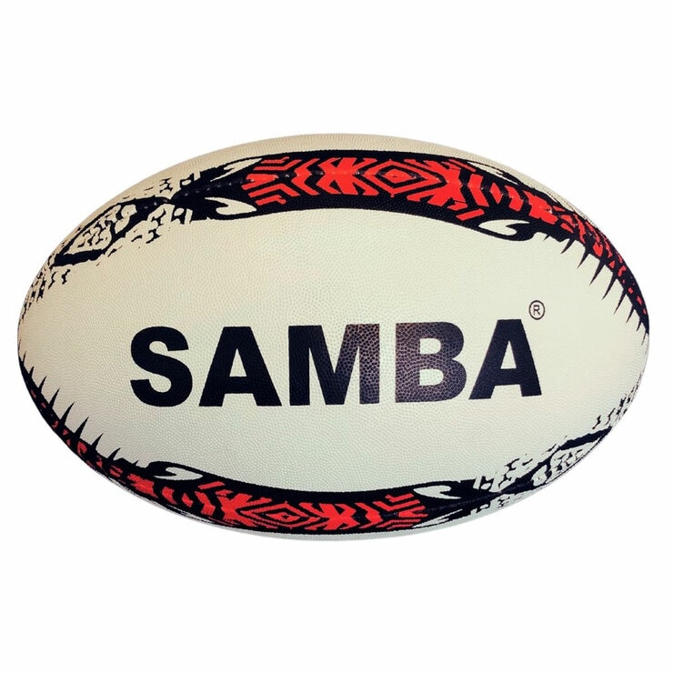 Studio image of the front of the samba rugby ball