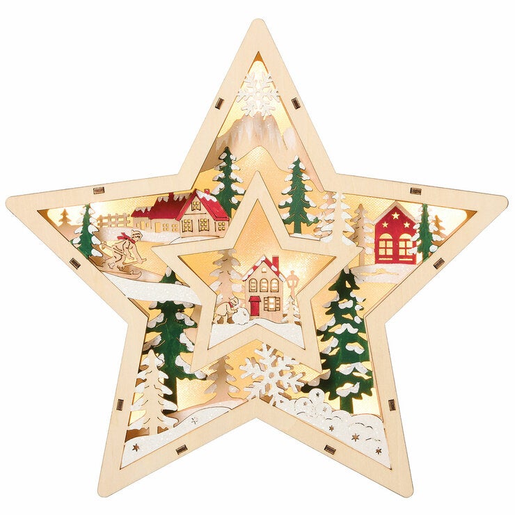 Light Up Wooden Holiday Icons-Set Of 2
