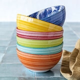Over & Back Tropical Stoneware Bowls, 6 Piece