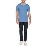 DKNY Men's Zip Collar Polo in Blue