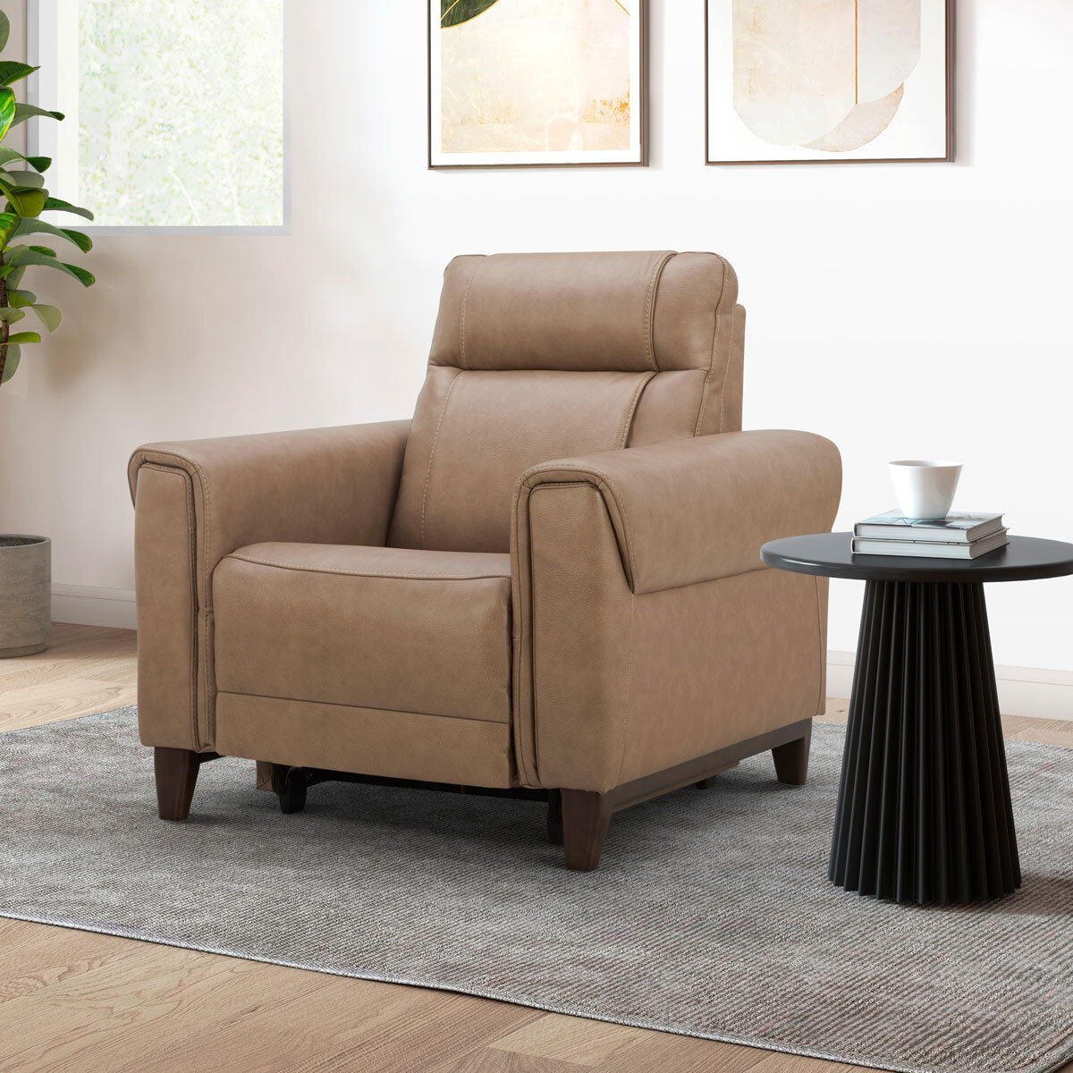 Aiden & Ivy Spencer Brown Leather Power Reclining Armchair