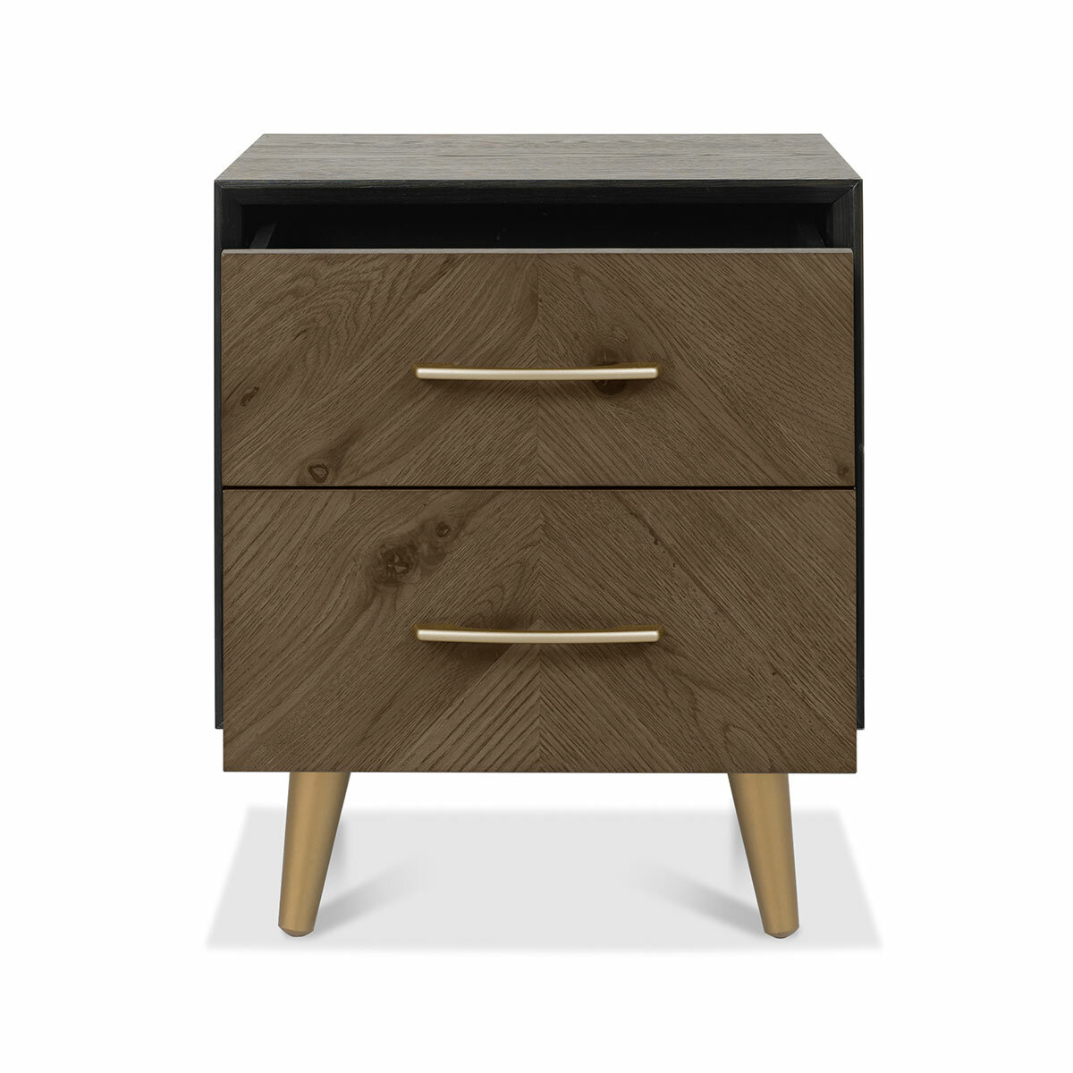 Bentley Designs Sienna Fumed Oak & Peppercorn Two Drawer Nightstand, 2 Pack