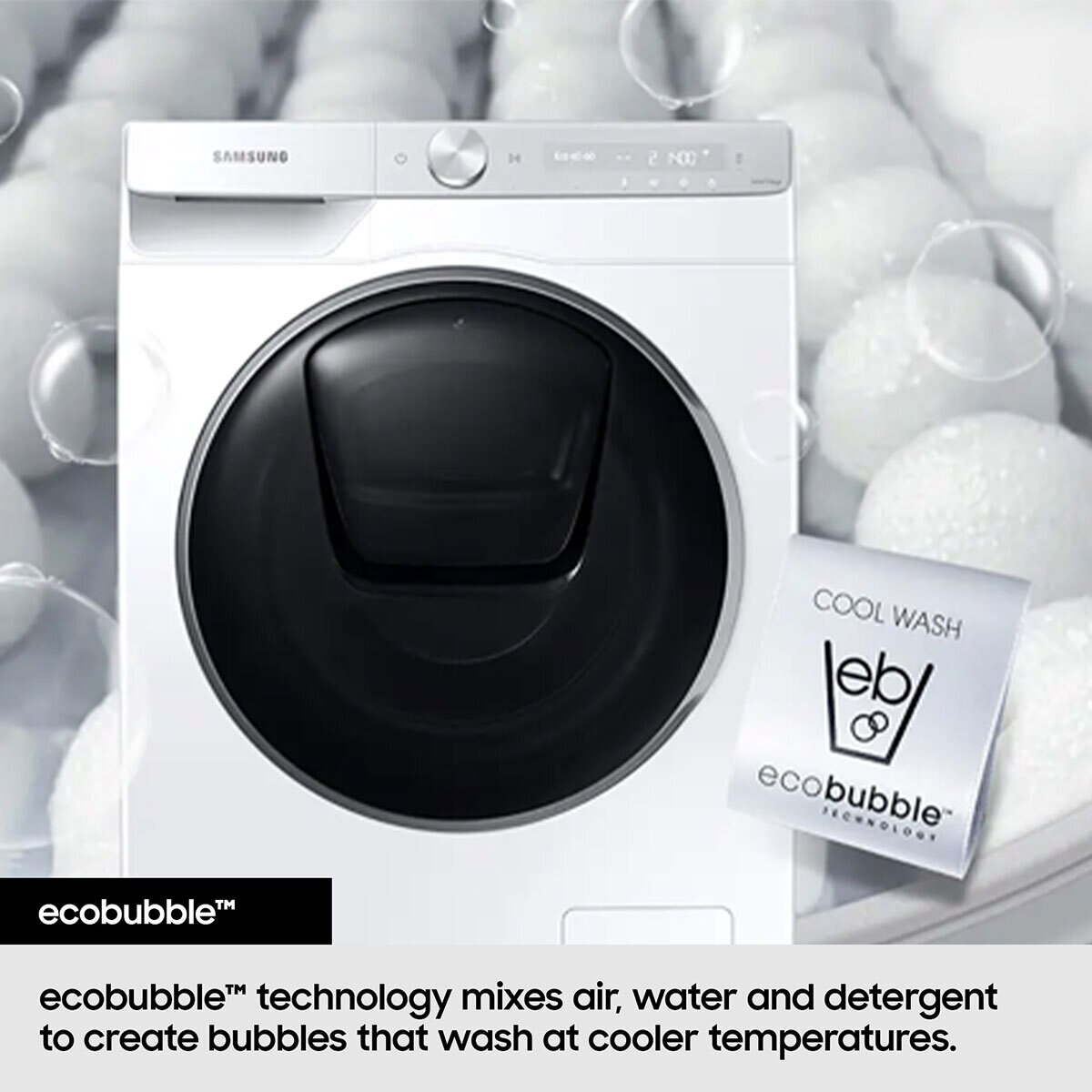 Samsung WD11DG5B15BEEU 11/6kg Washer Dryer, D Rated in White