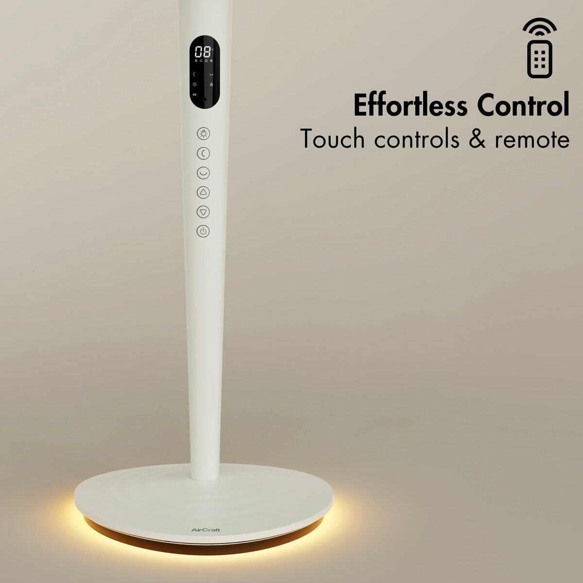 Aircraft Air Lume Pedestal Fan Effortless Control Touch Controls & Remote