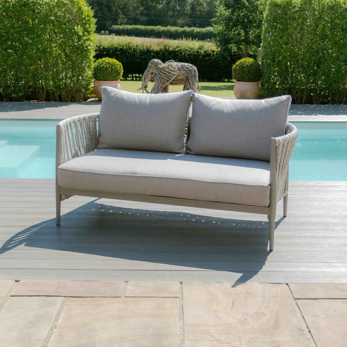 Maze Milan 4 Piece Deep Seating Patio Set in Cool Linen