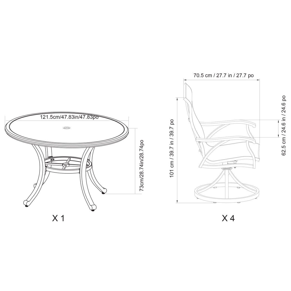 SunVilla Hayden 5 Piece Sling Dining Set + Cover