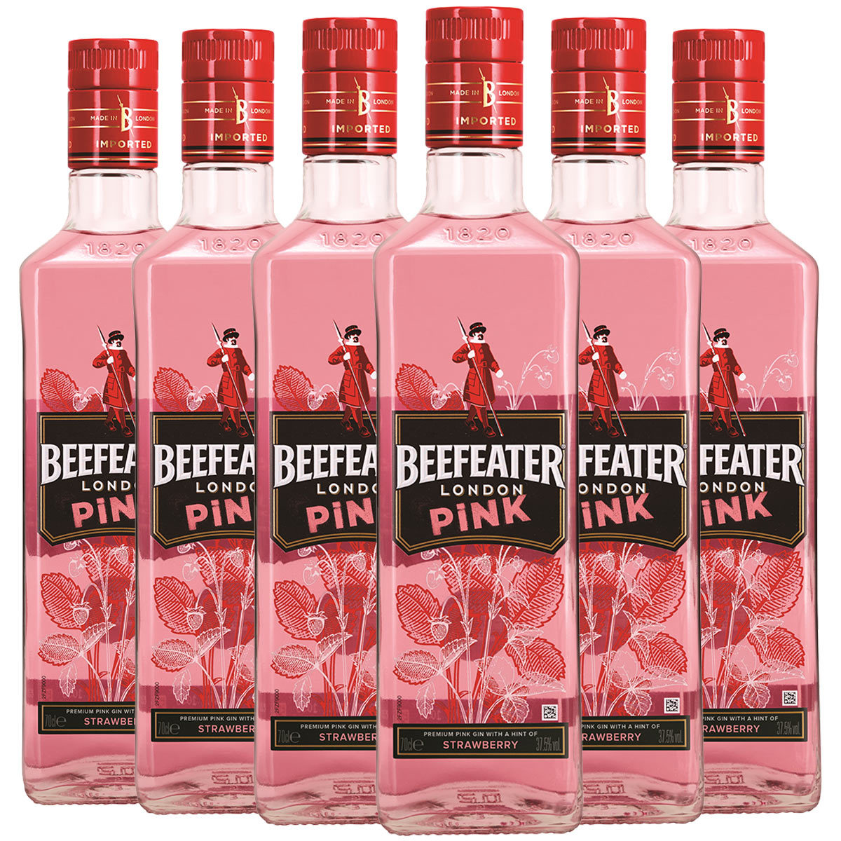 Beefeater London Pink Strawberry Gin, 6 x 70cl