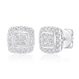 0.45ctw Cluster Diamond Earrings, 14k White Gold