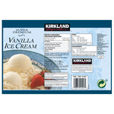 Back of pack of Kirkland Signature Vanilla Ice Cream