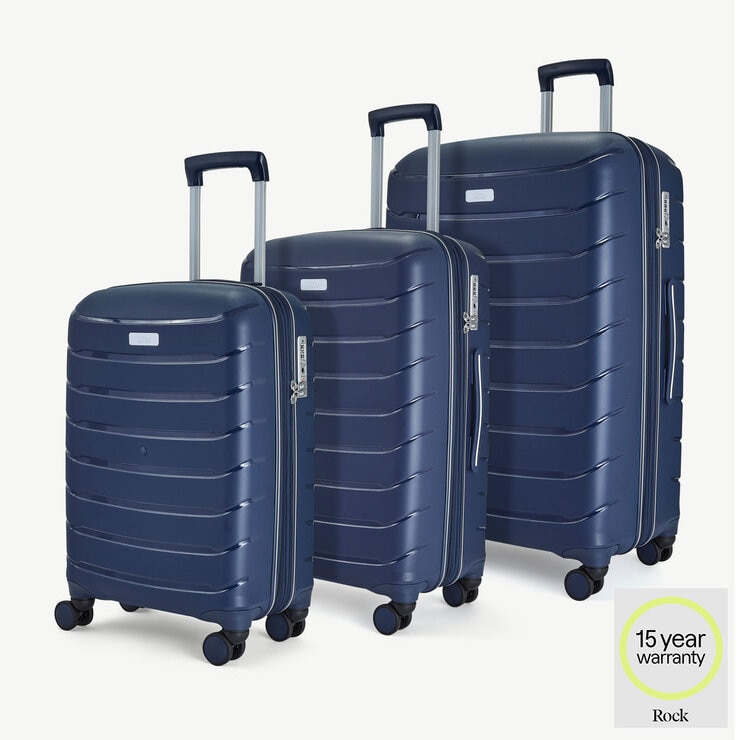 Rock Prime 3 Piece Hardside Luggage Set in Navy Rock Prime 3 Piece Hardside Luggage Set in Navy