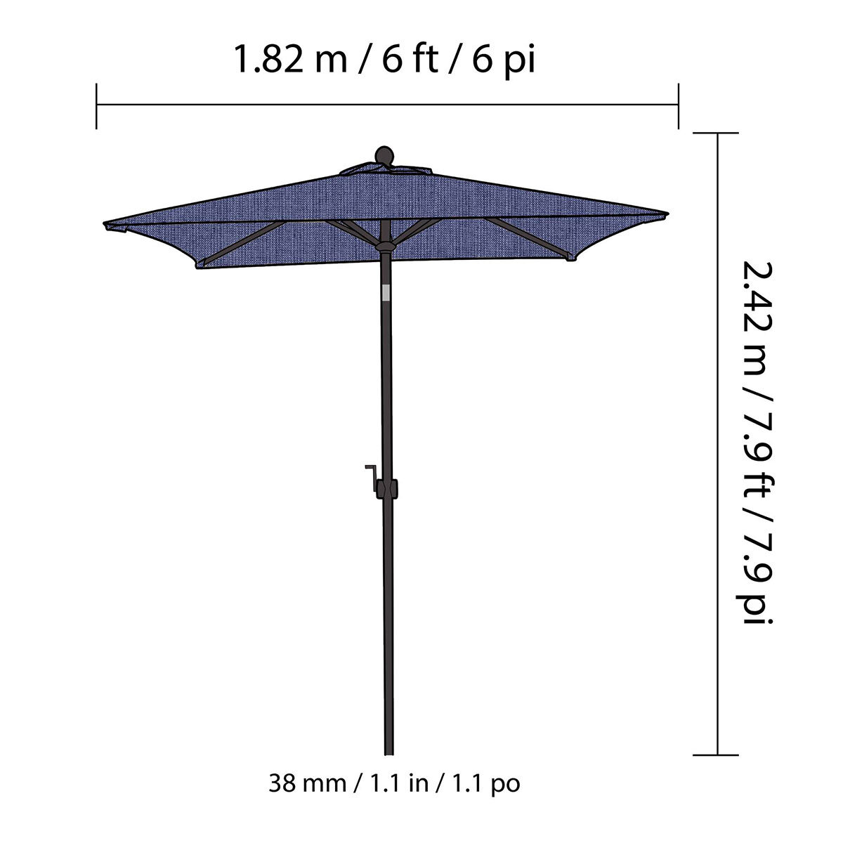 Seasons Sentry 6 x 6ft Square Market Umbrella in Indigo 