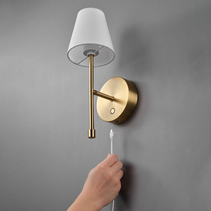 Globe Electric Wireless Rechargeable LED Integrated Wall Sconce in Bronze Gold, 2 Pack