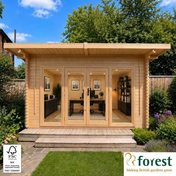 Delivered Forest Garden Melbury 45mm Log Cabin 13ft 1" x 9ft 8" (4 x 3 m) Delivered Forest Garden Melbury 45mm Log Cabin 13ft 1" x 9ft 8" (4 x 3 m)
