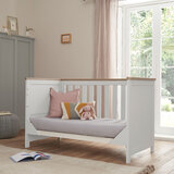 Tutti Bambini Verona Cot Bed with Sprung Mattress, White & Oak Finish