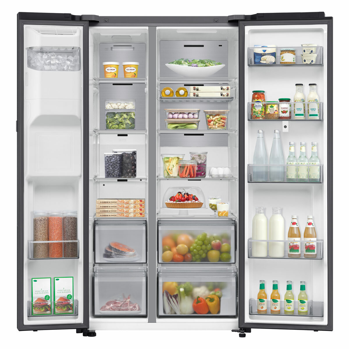 Samsung RS90F66BEFEU, Side by Side Fridge Freezer, E Rated in Black