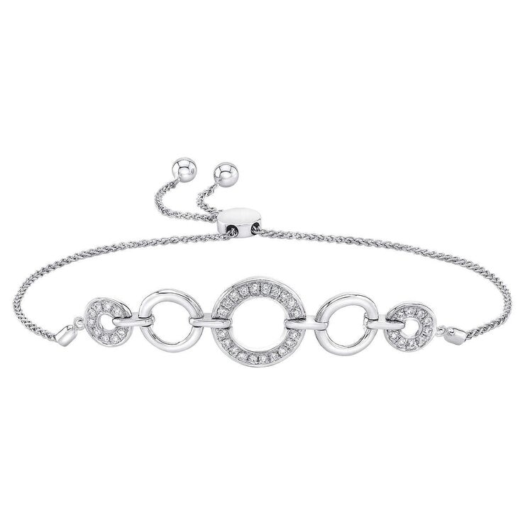 0.40ctw Round Brilliant Cut Diamond Bolo Bracelet, 14ct White Gold 0.40ctw Round Brilliant Cut Diamond Bolo Bracelet, 14ct White Gold