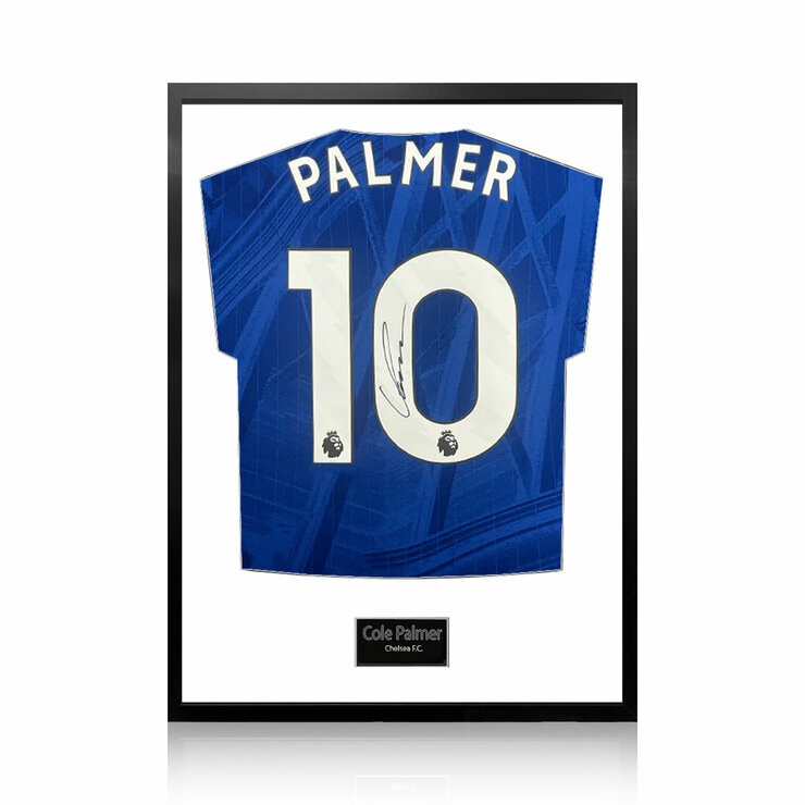 Cole Palmer Signed Framed Chelsea Football Shirt in 2 Options: White or Black Mount Cole Palmer Signed Framed Chelsea Football Shirt in 2 Options: White or Black Mount