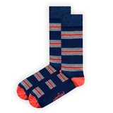 Original Penguin Men's Striped Socks, 6 Pack in Navy, Coral and Grey