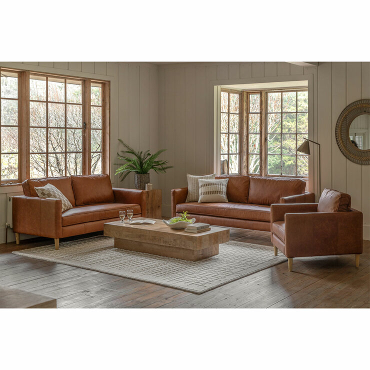 Gallery Osborne Brown Leather 2 Seater Sofa