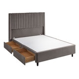 Silentnight Velvet 4 Drawer Divan Base with Slumber Headboard in Charcoal & 3 Sizes