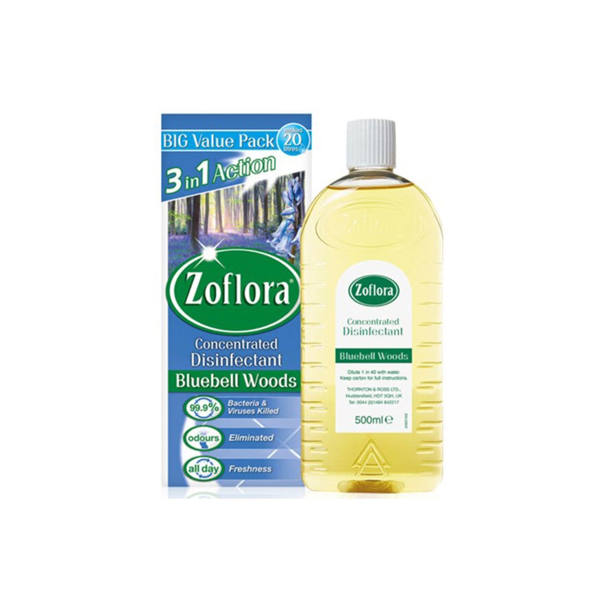 Zoflora Concentrated Disinfectant in Bluebell Woods, 3 x 500ml