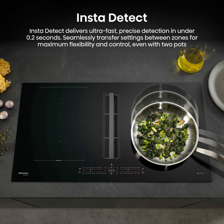 Hisense Hi6 HEH8432BSCWF 83cm Induction Hob with Bridge Zone in Black For External / Recirculation Ventilation