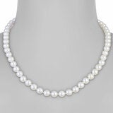 7-7.5mm Akoya White Necklace, 14ct Yellow Gold