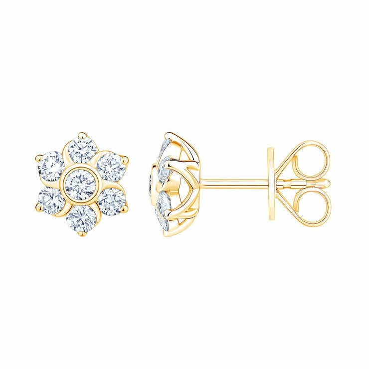 0.65ctw Round Brilliant Cut Diamond Daisy Earrings, 14ct Yellow Gold 0.65ctw Round Brilliant Cut Diamond Daisy Earrings, 14ct Yellow Gold