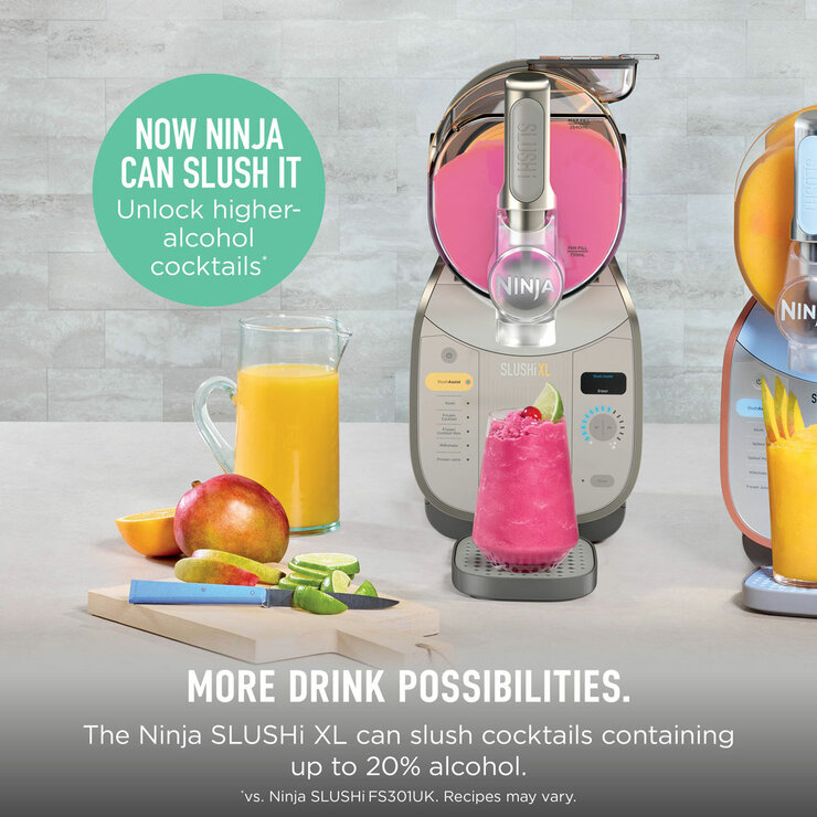 Lifestyle images of Ninja SLUSHi XL Frozen Drink Maker's slushing with up to 20% alcohol