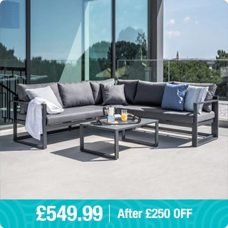 Harbour Lifestyle Havana Corner Patio Set with Reclining Feature in Dark Grey