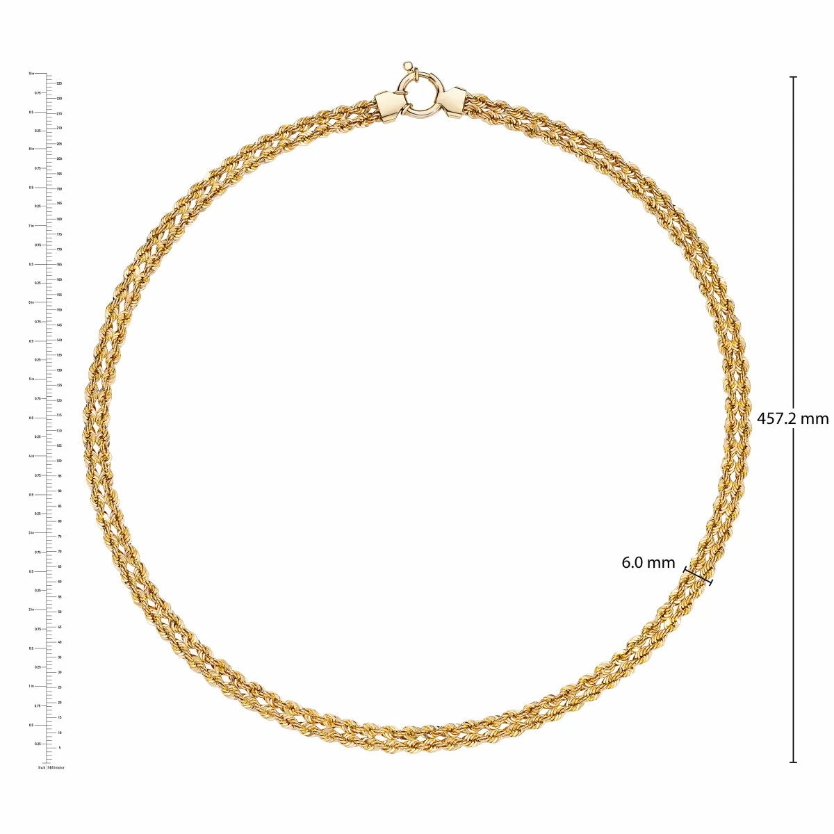 Double Rope Necklace, 14ct Yellow Gold Double Rope Necklace, 14ct Yellow Gold