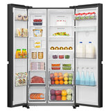 Hisense RS840N4WCE, Side by Side Fridge Freezer with Non Plumbed Water Dispenser, E Rated in Black