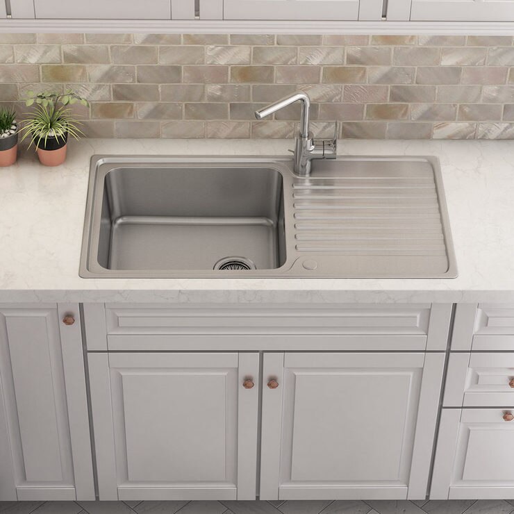 Kohler Hone Stainless Steel Sink with Draining Board and Aleo Single