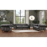 Allington 3 Seater Grey Leather Chesterfield Sofa