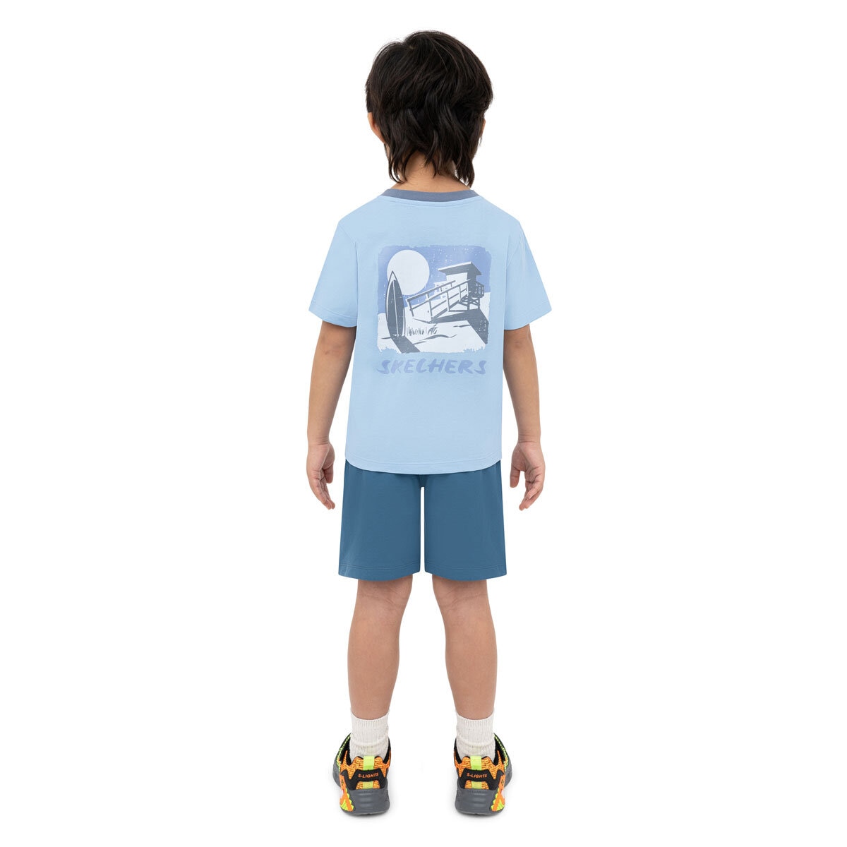 Skechers Kids Tee & Short 3 Piece Set in Blue