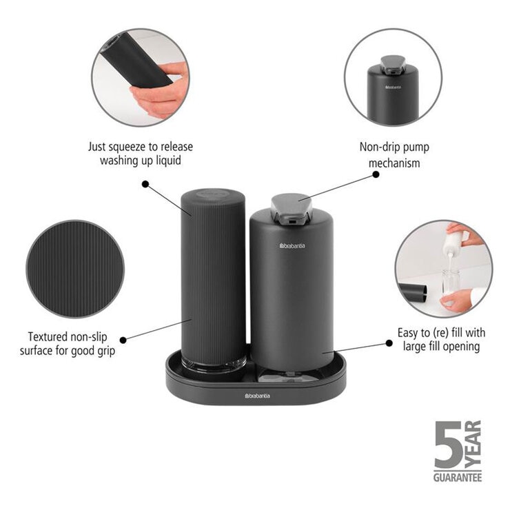 Brabantia 200ml Soap Dispenser Set in Black