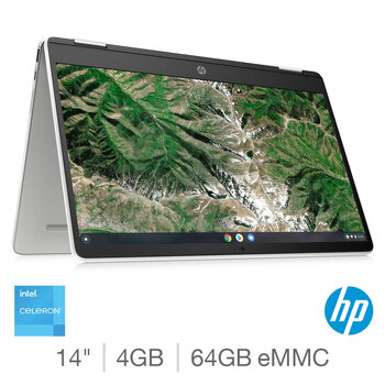 HP Chromebook x360, Intel Celeron N4020, 4GB RAM, 64GB eMMC, 14 Inch Convertible Chromebook 14a-ca0008na