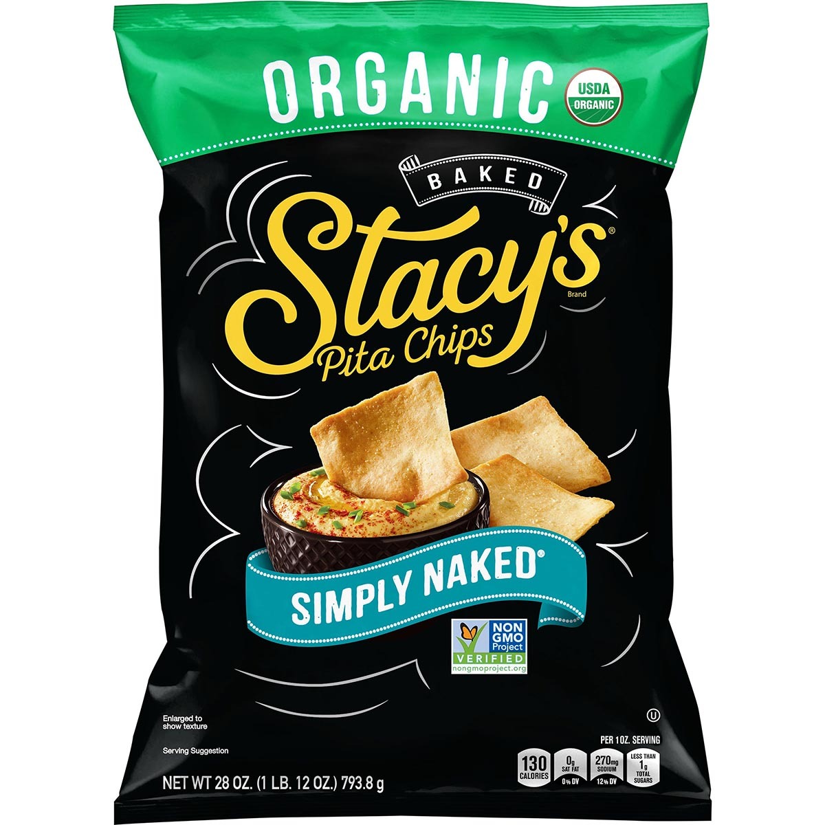 Black bag of crisps with Organic in bold at the top