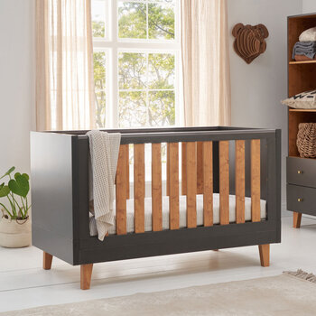 Tutti Bambini Como Cot Bed with Sprung Mattress, Slate Grey & Rosewood Finish