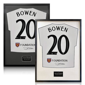 Jarrod Bowen Signed Framed WHU Football Shirt in 2 Options: White or Black Mount