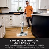 Lifestyle image of Shark Steam & Scrub Automatic Steam Mop with Steam Blaster showing  LED headlights