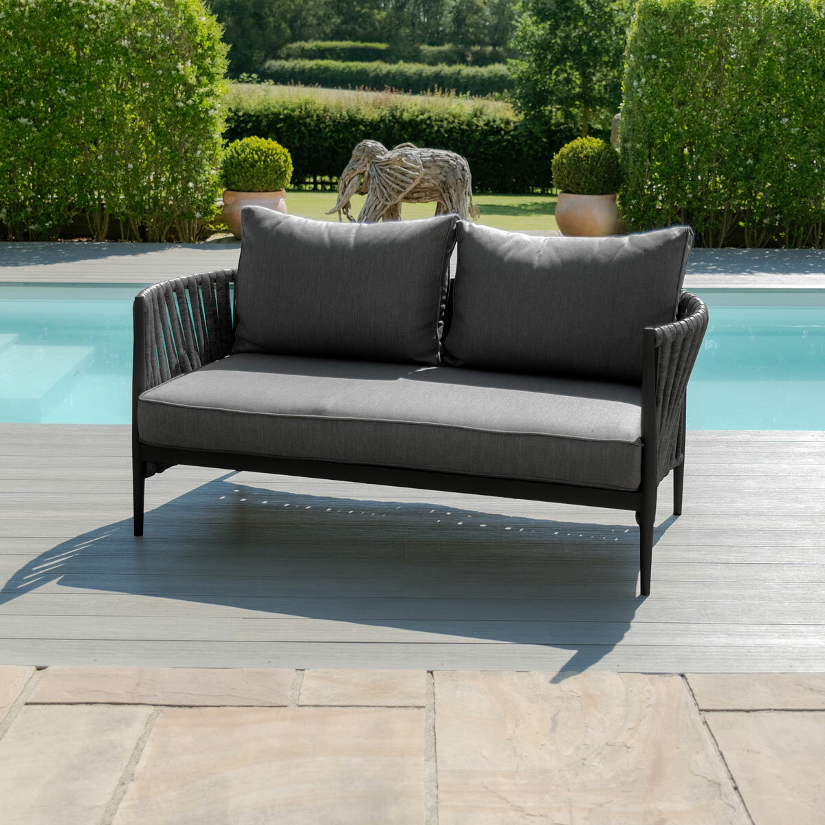Maze Milan 4 Piece Deep Seating Patio Set in Charcoal