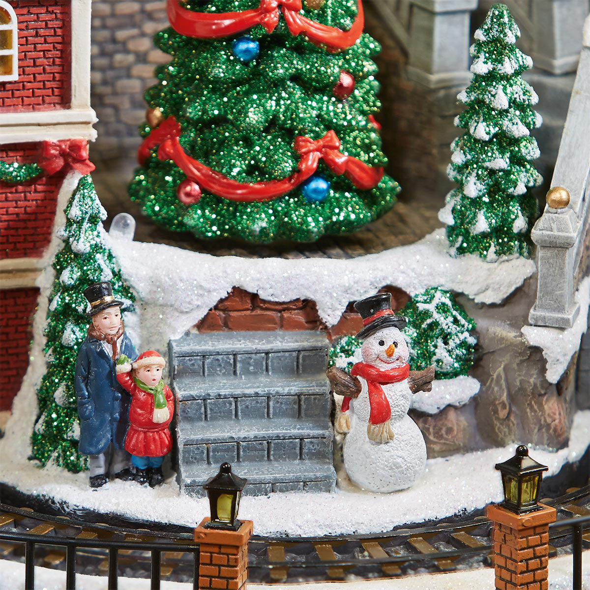 14.5 Inch (37 cm) Animated LED Winter Village Scene with Rotating Train and Music