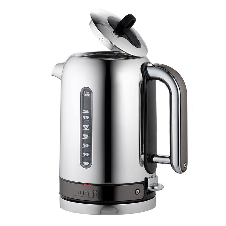 Side Profile Dualit kettle with lid up Side Profile Dualit kettle with lid up