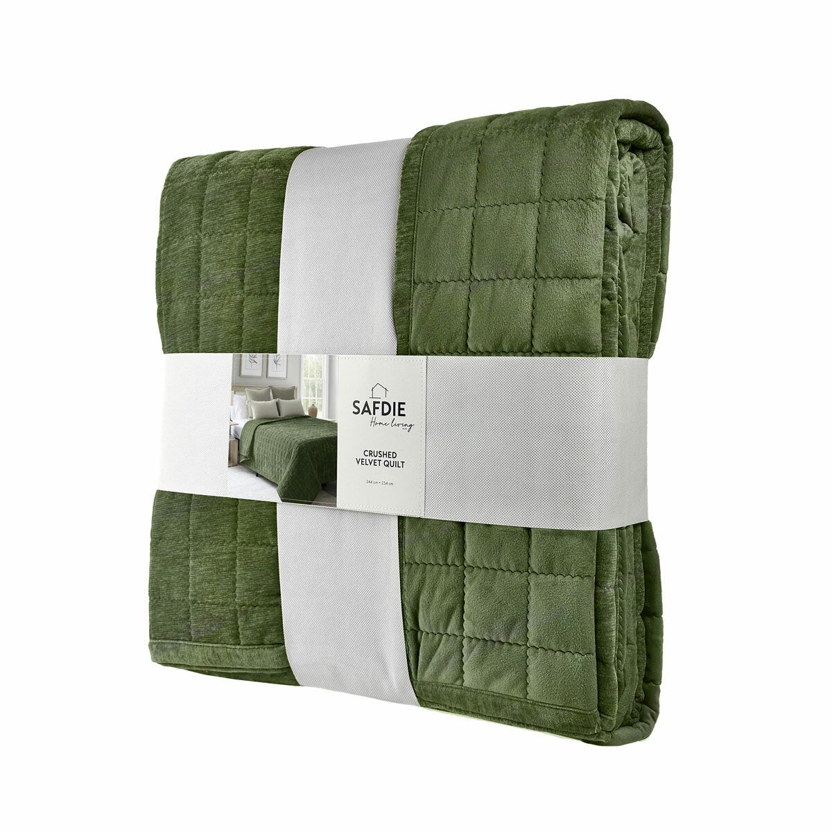 Safdie Crushed Velvet Green Throw , 234 x 244 cm Safdie Crushed Velvet Green Throw , 234 x 244 cm