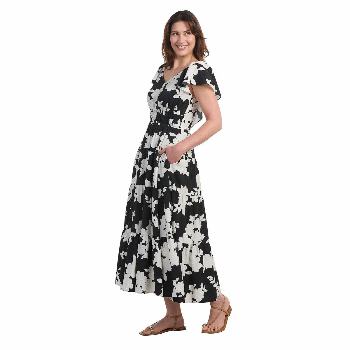 Dalia Ladies Tiered Maxi Dress in Black